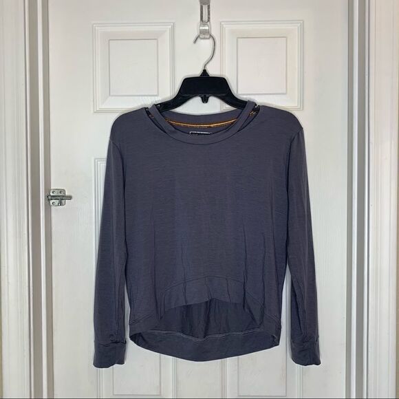 Lime and Vine Sweatshirt Gray Neck Cutouts Long Sleeve Loungewear Athleisure XS - Picture 1 of 8